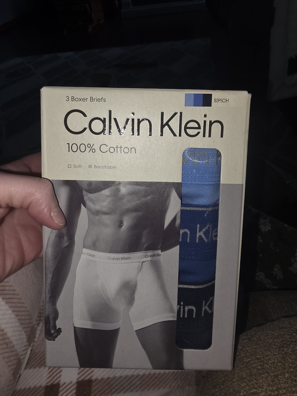 Calvin Klein Men’s 3-Pack Cotton Boxer Briefs - Blue & Navy